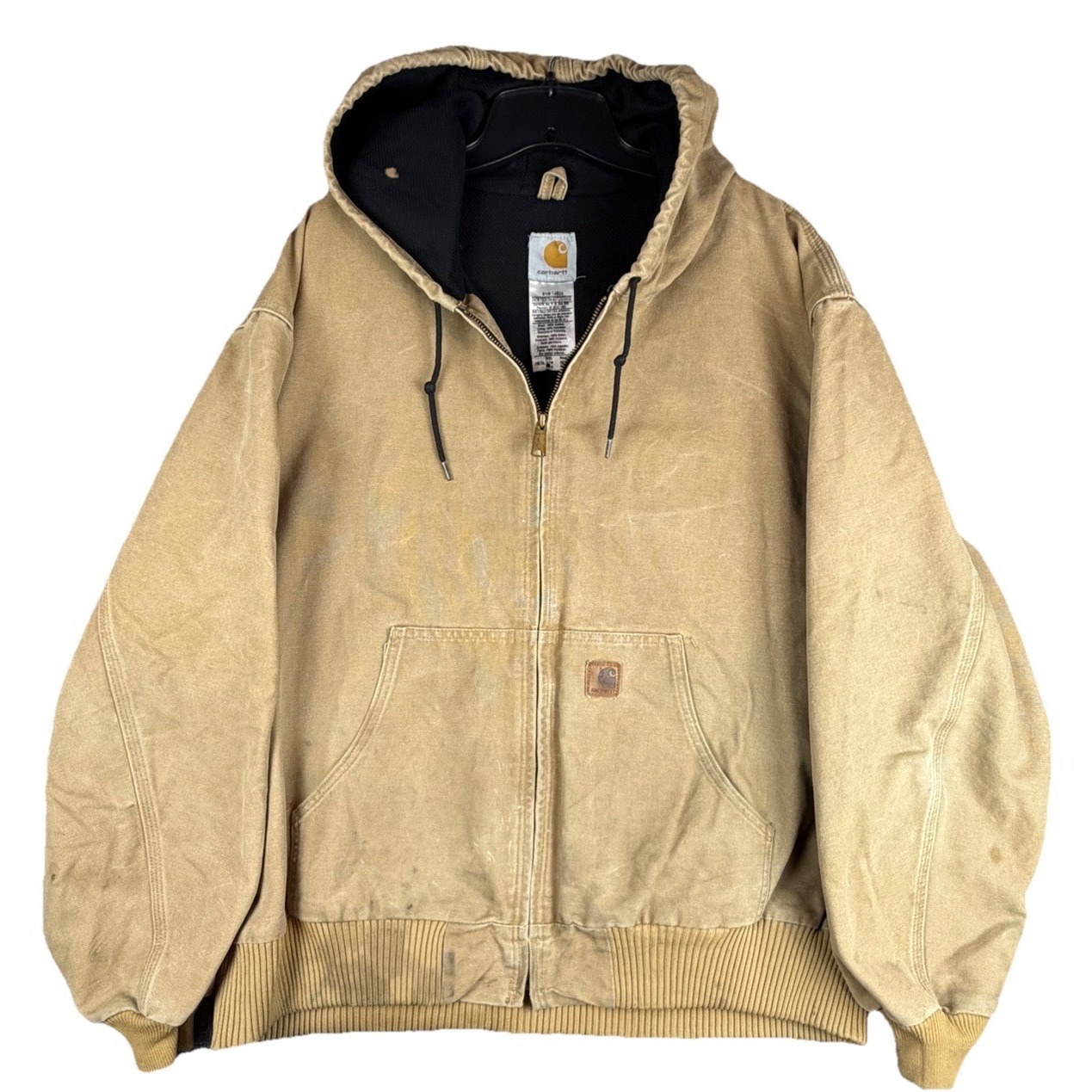 Carhartt Jacket Men 2xl J168 Cml Hooded Canvas Workwear Distressed